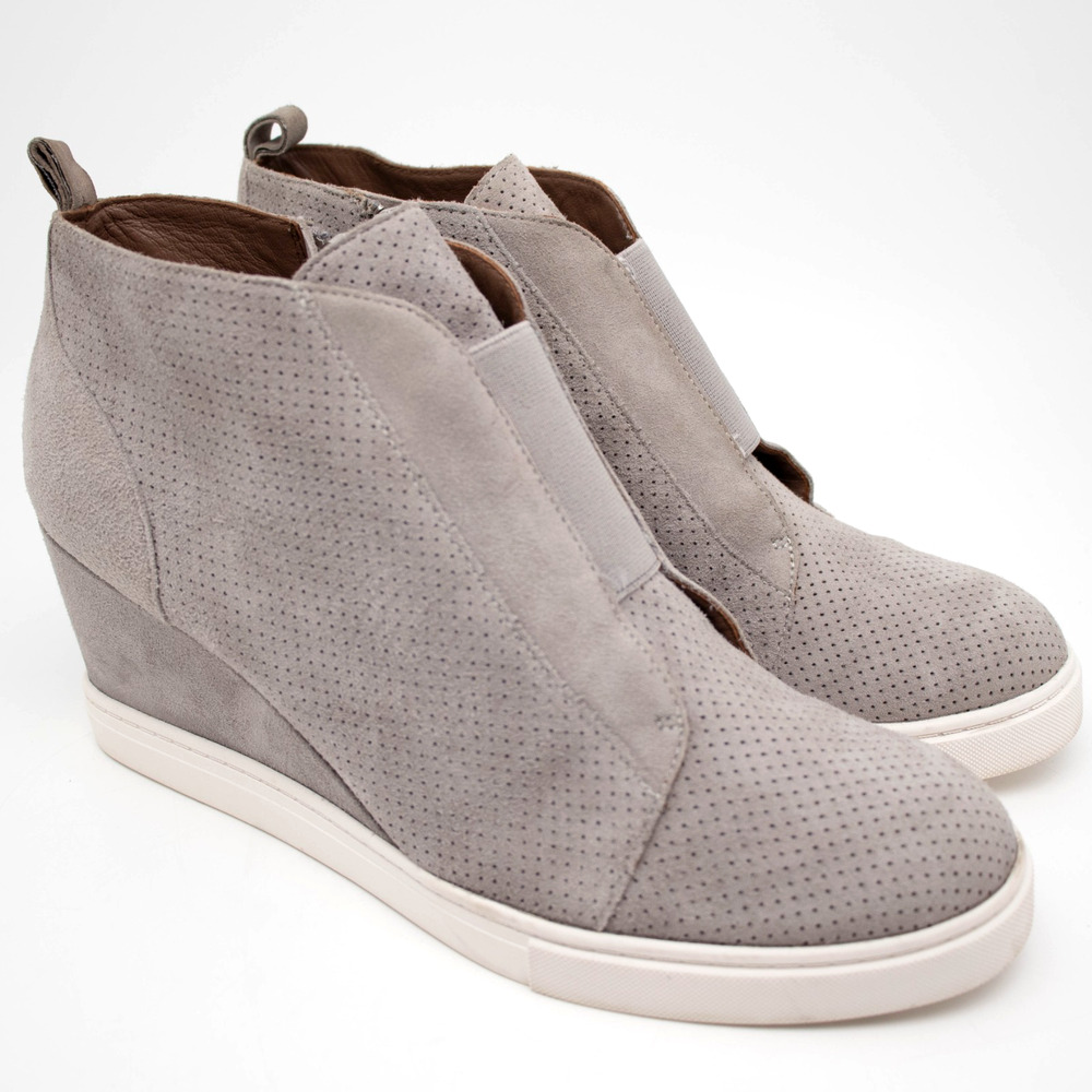 Linea Paolo Felicia Gray Suede Wedge Sneaker Womens SIZE 8.5